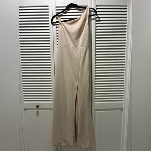 BHLDN Hallie One-Shoulder Stretch Crepe Maxi Gown